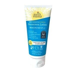 New Earth Mama Uber-Sensitive Mineral Sunscreen SPF 40 Organic Shea Butter 3 oz